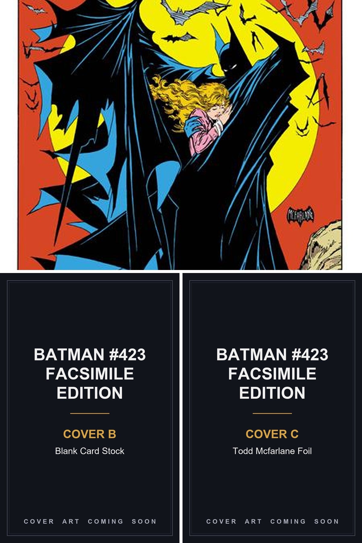Batman #423 Facsimile Edition cover collage — Covers B & C art coming soon
