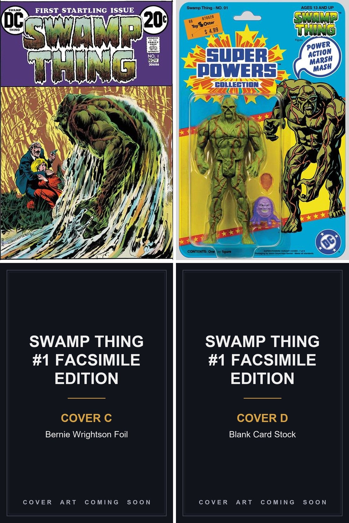 Swamp Thing #1 Facsimile Edition cover collage — Covers C & D art coming soon