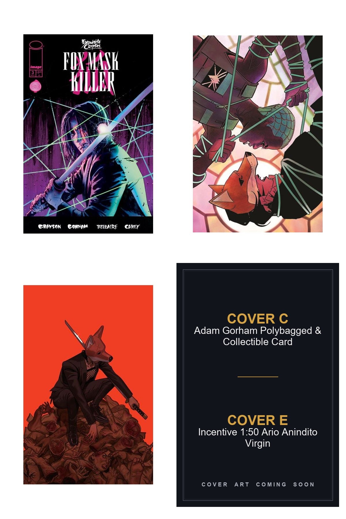Exquisite Corpses Fox Mask Killer #3 - All Covers — Covers C & E art coming soon