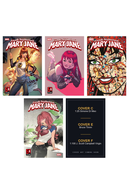 Friendly Neighborhood Mary Jane #1 cover collage — Covers C, E & F art coming soon