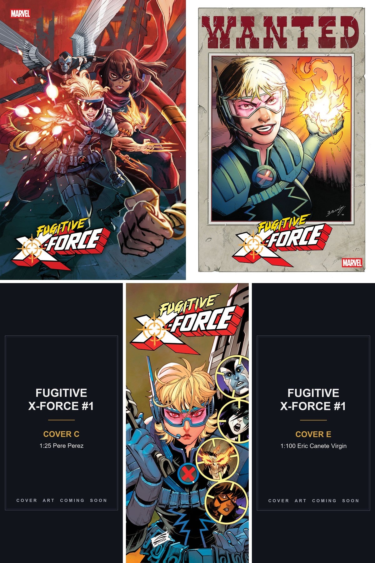 Fugitive X-Force #1 cover collage - Covers C & E art coming soon