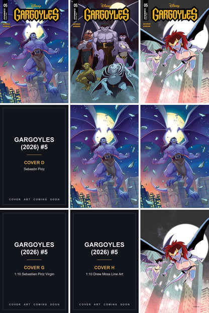 Gargoyles (2026) #5 cover collage - Covers D, G & H art coming soon