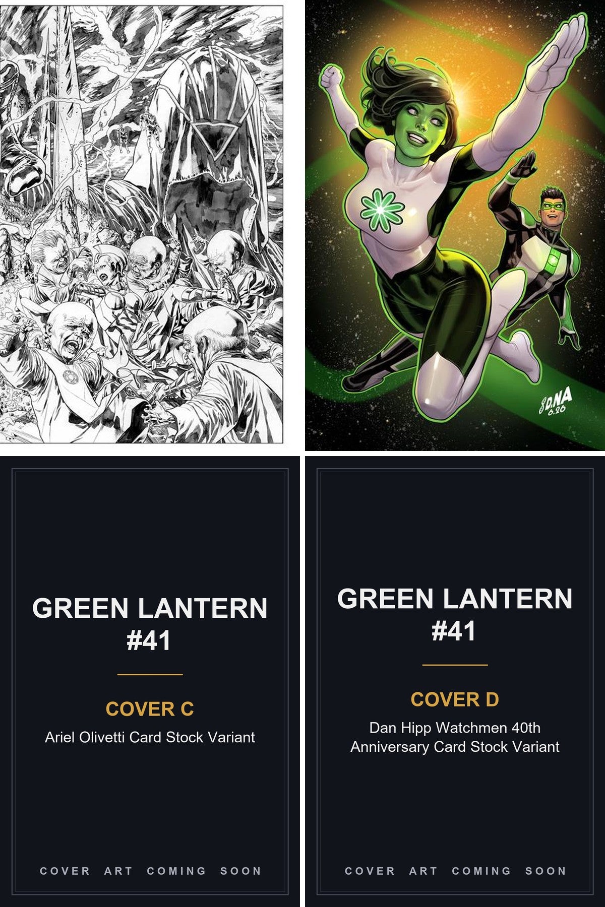 Green Lantern #41 cover collage — Covers C & D art coming soon