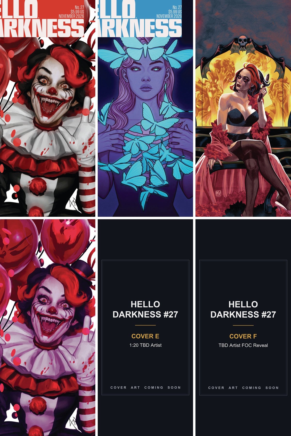 Hello Darkness #27 cover collage - Covers E & F art coming soon