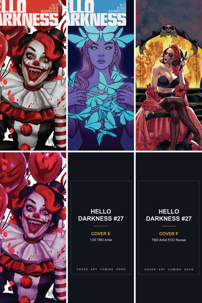 Hello Darkness #27 cover collage - Covers E & F art coming soon