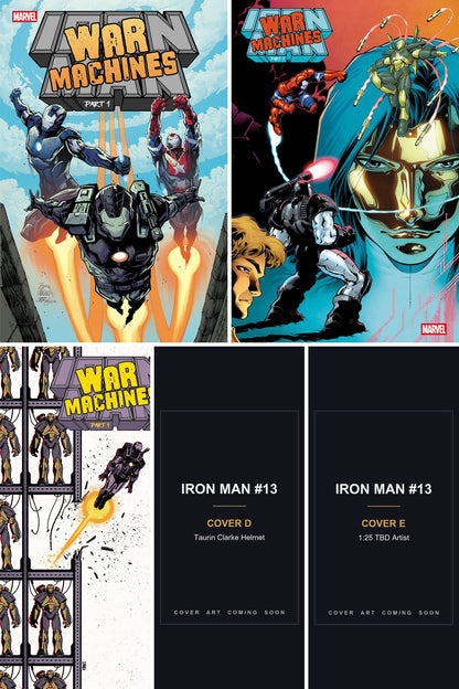 Iron Man #13 cover collage - Covers D & E art coming soon