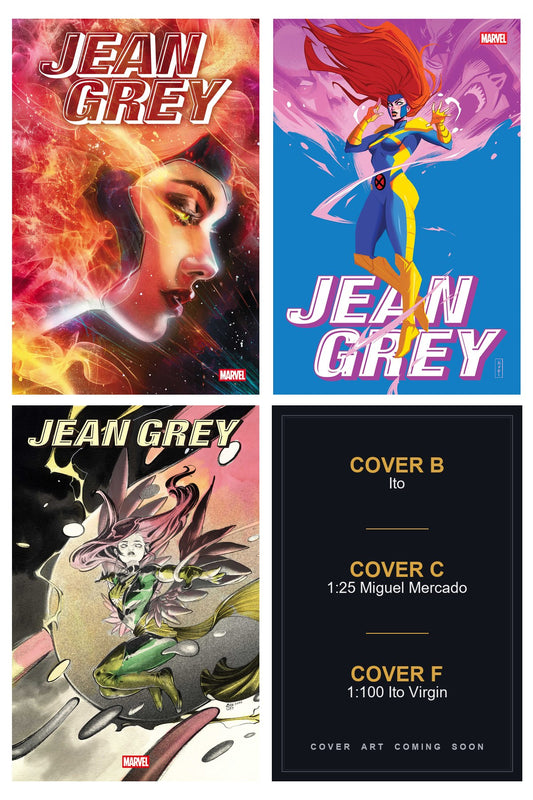 Jean Grey #1 cover collage — Covers B, C & F art coming soon