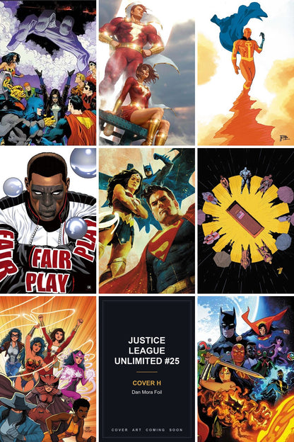 Justice League Unlimited #25 cover collage — Cover H art coming soon
