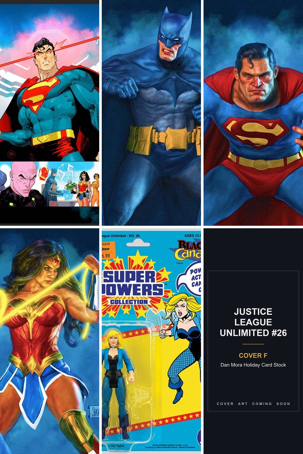 Justice League Unlimited #26 cover collage - Cover F art coming soon