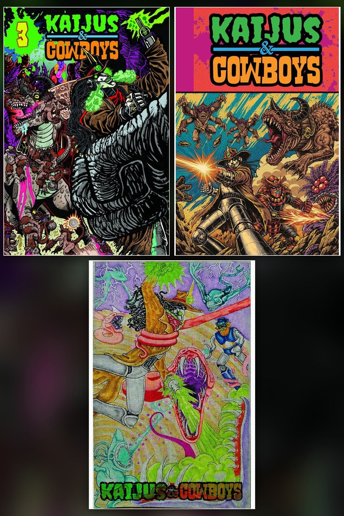 Kaijus & Cowboys #3 (Of 12) cover collage