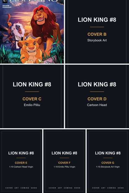 Lion King #8 cover collage - Covers B, C, D, E, F & G art coming soon