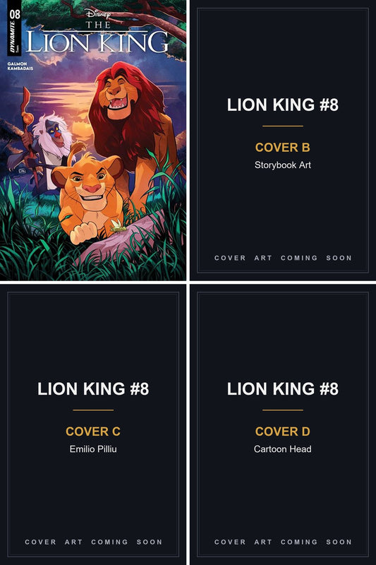 Lion King #8 cover collage — Covers B, C & D art coming soon