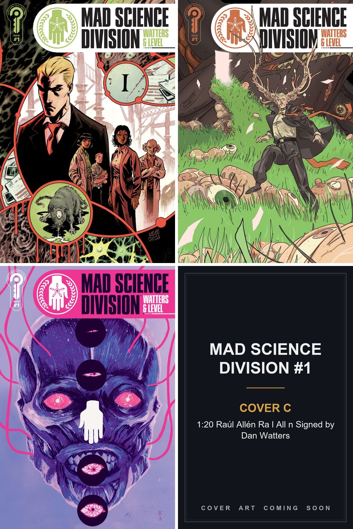 Mad Science Division #1 cover collage - Cover C art coming soon
