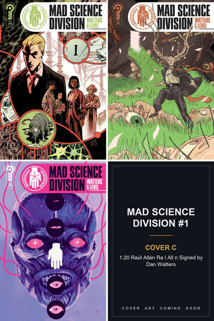Mad Science Division #1 cover collage - Cover C art coming soon