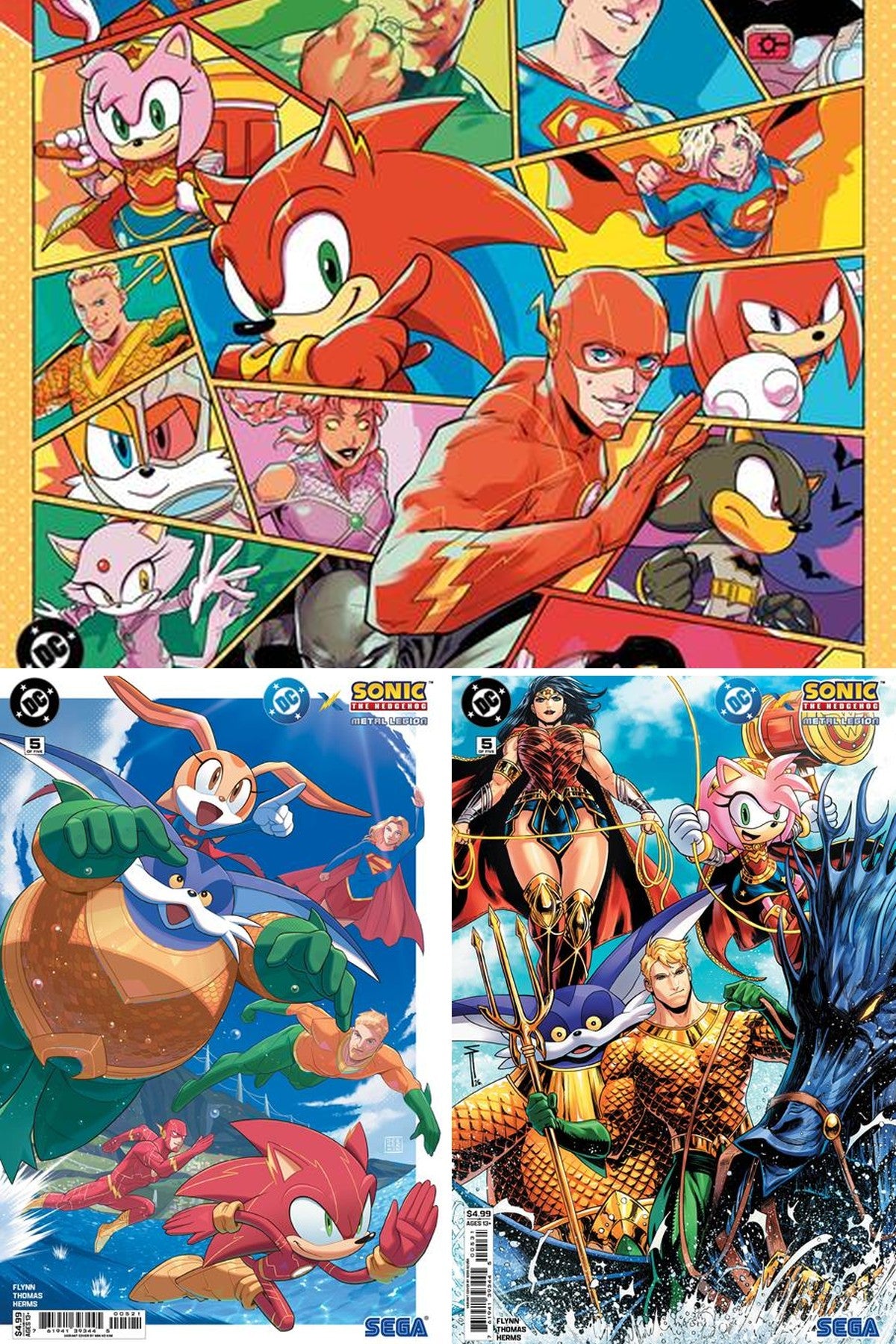 DC x Sonic the Hedgehog: Metal Legion #5 cover collage