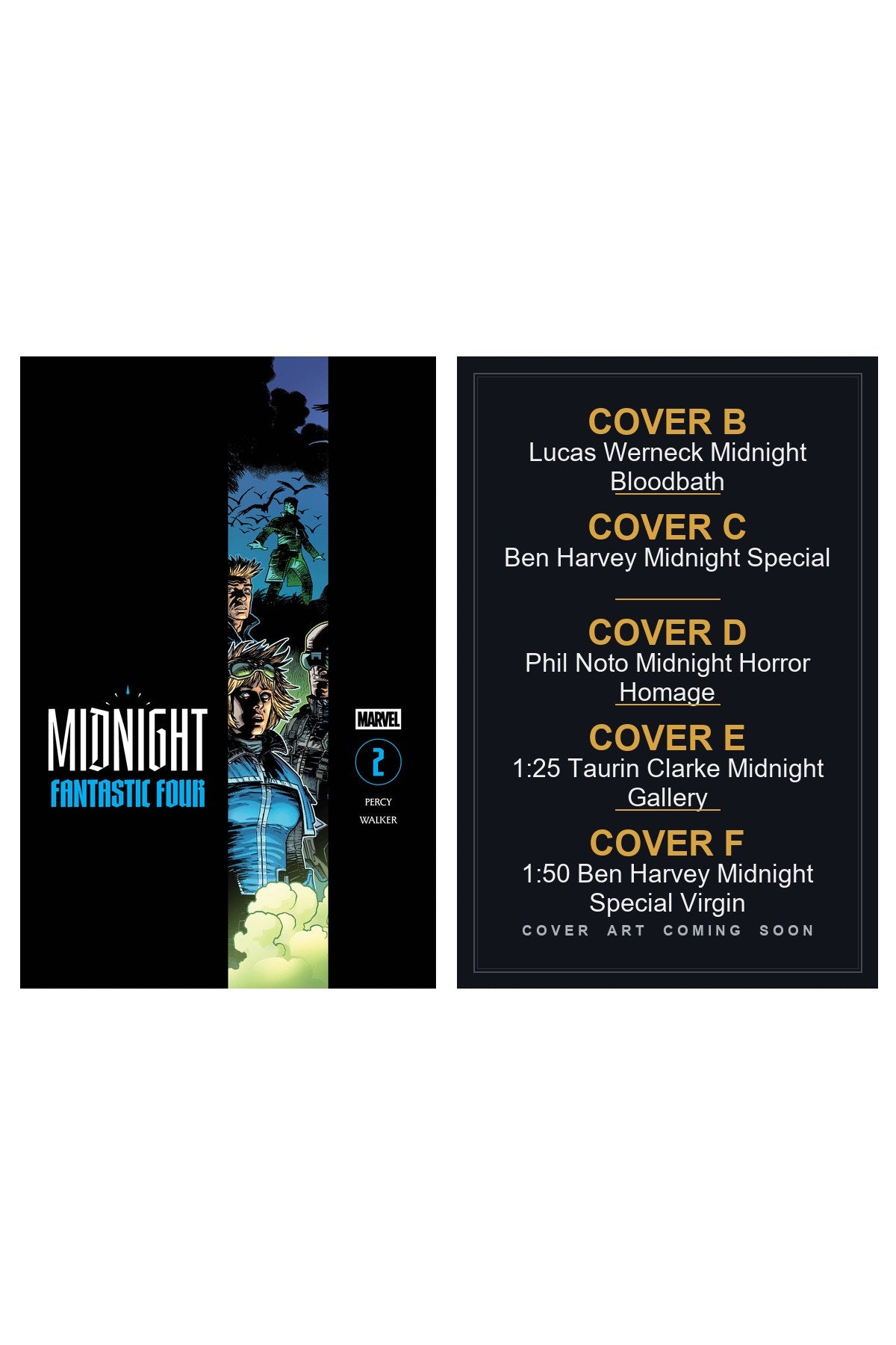 Midnight Fantastic Four #2 cover collage — Covers B, C, D, E & F art coming soon