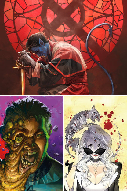 Marvel Midnight Universe #1 Midnight Special Virgin 1:50 3-Pack cover collage — Midnight X-Men, Midnight Fantastic Four and Midnight Spider-Man Cover G