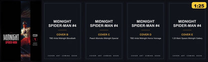 Midnight Spider-Man #4 Ultimate Bundle - Covers A-D plus the 1:25 Mark Spears Midnight Gallery - cover art coming soon