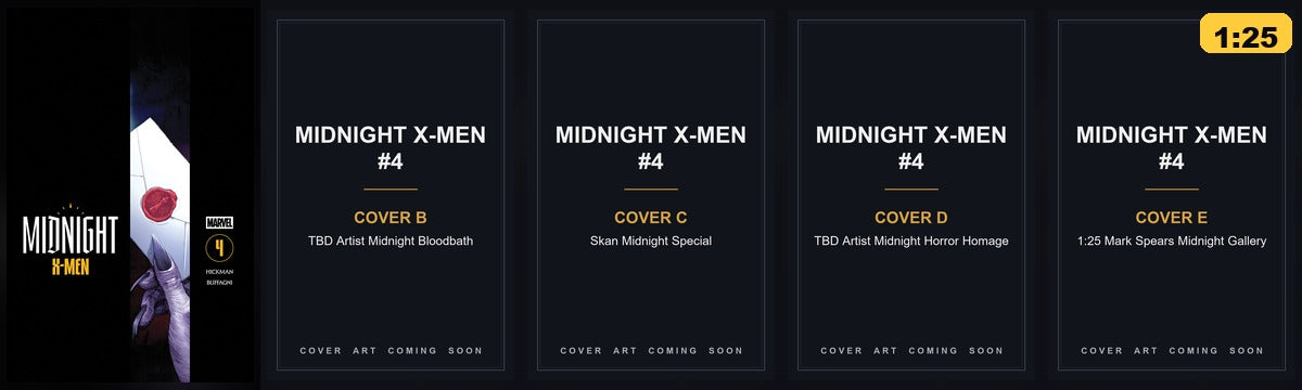 Midnight X-Men #4 Ultimate Bundle - Covers A-D plus the 1:25 Mark Spears Midnight Gallery - cover art coming soon