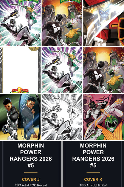 MIGHTY MORPHIN POWER RANGERS 2026 #5 cover collage - Covers J & K art coming soon