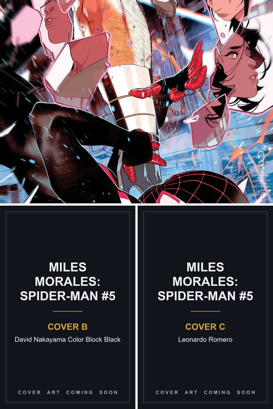 Miles Morales: Spider-Man #5 cover collage — Covers B & C art coming soon