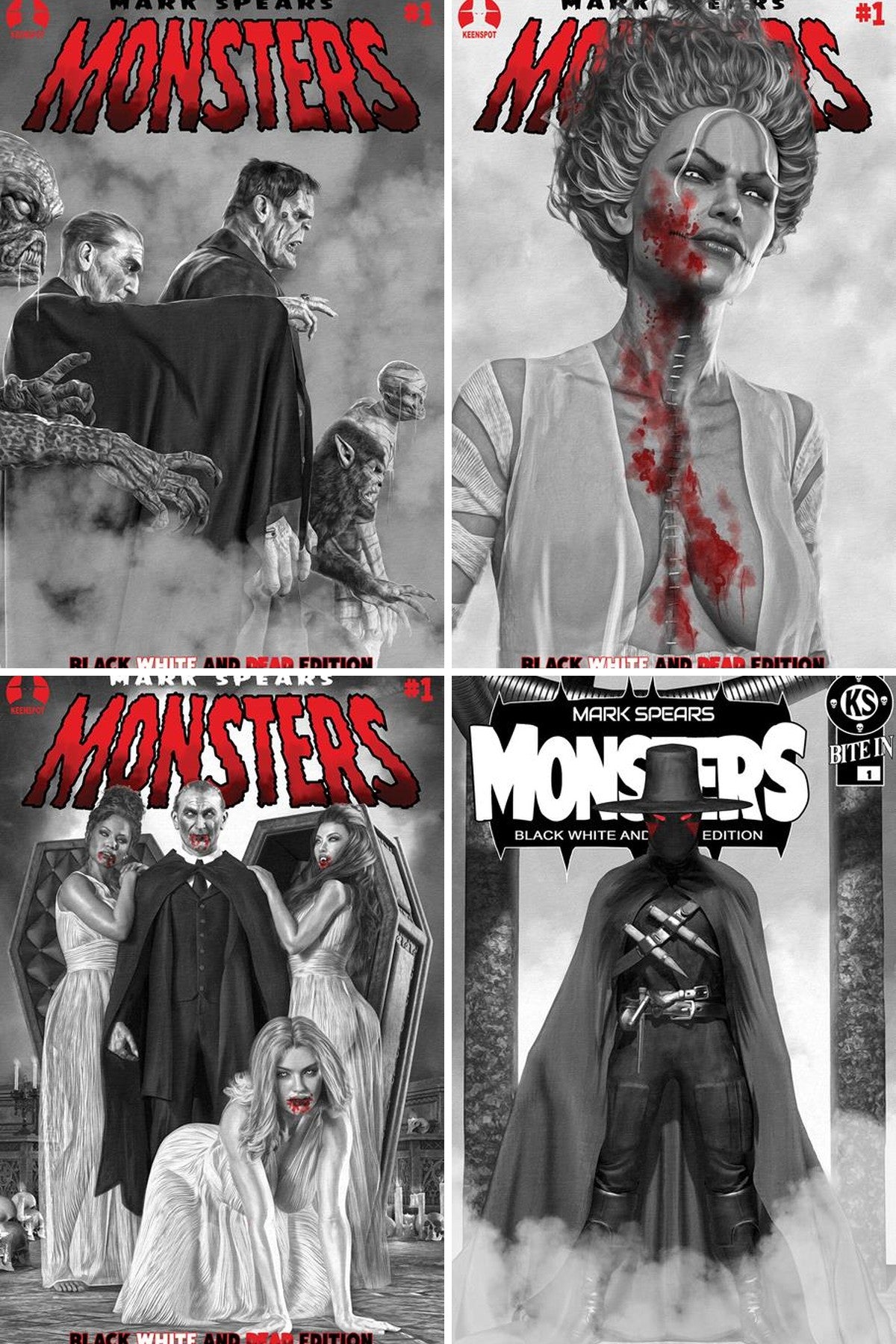 Mark Spears Monsters #1 7th Printing Black White & Dead Edition cover collage
