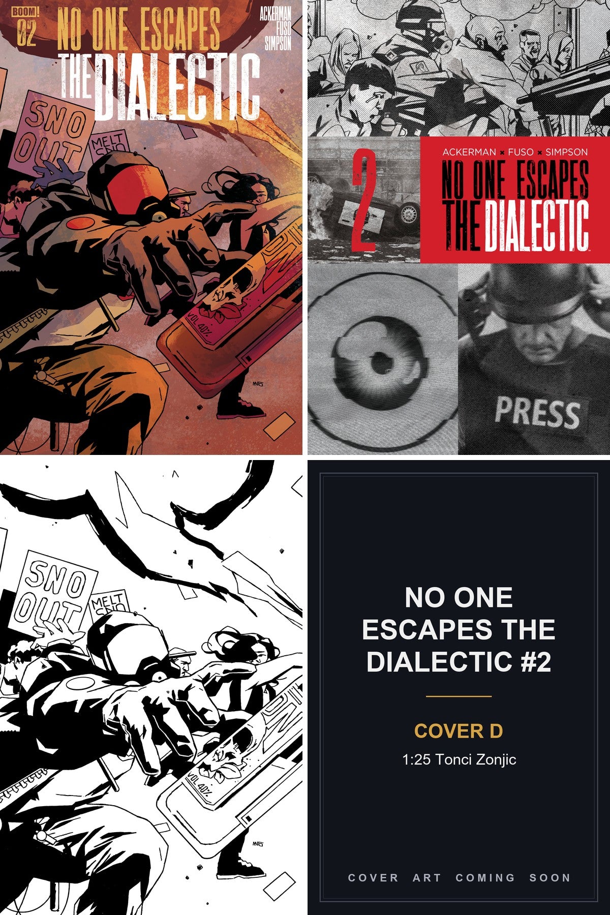 No One Escapes the Dialectic #2 cover collage - Cover D art coming soon