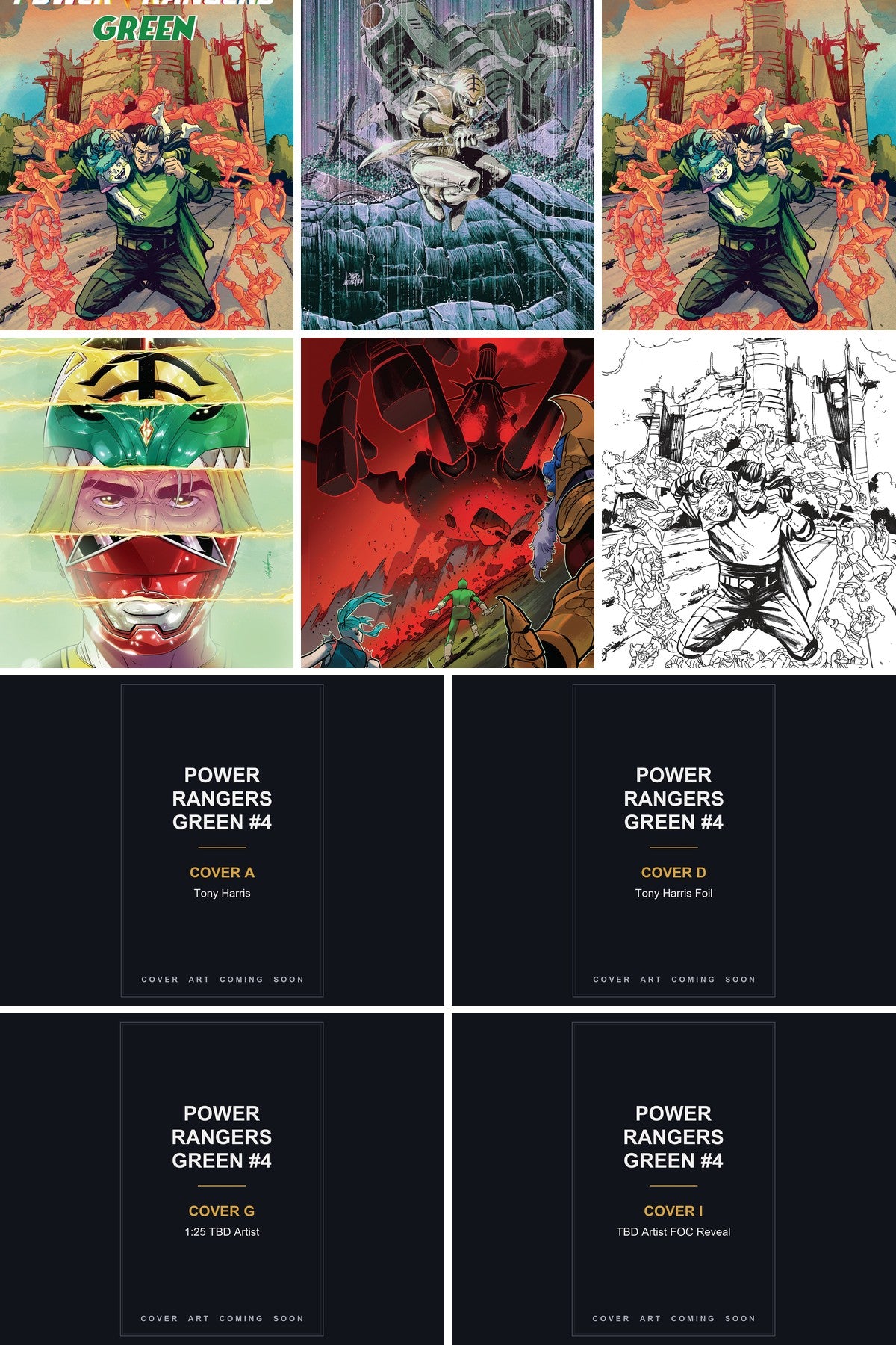 Power Rangers Green #4 cover collage - Covers A, D, G & I art coming soon