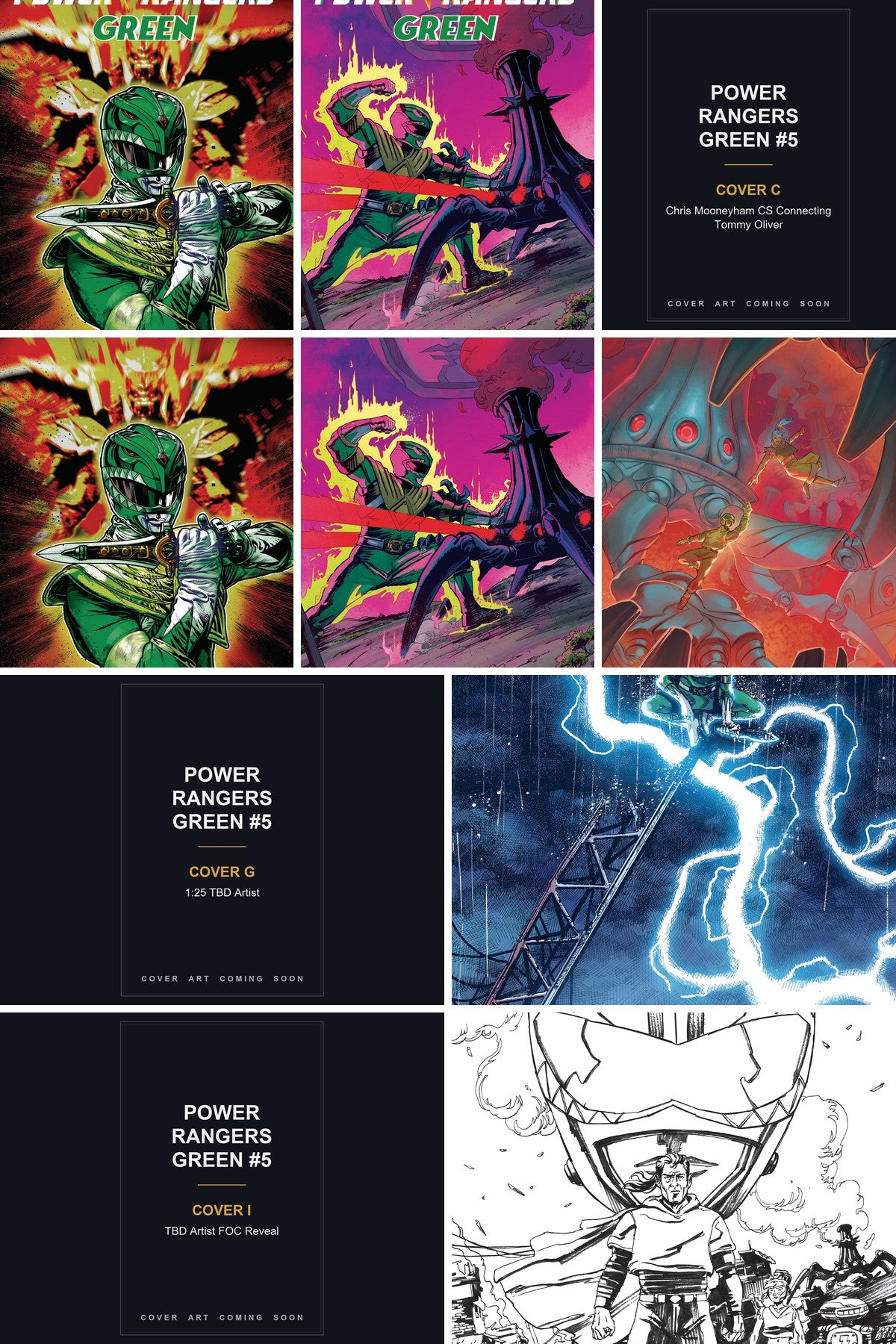 Power Rangers Green #5 cover collage - Covers C, G & I art coming soon