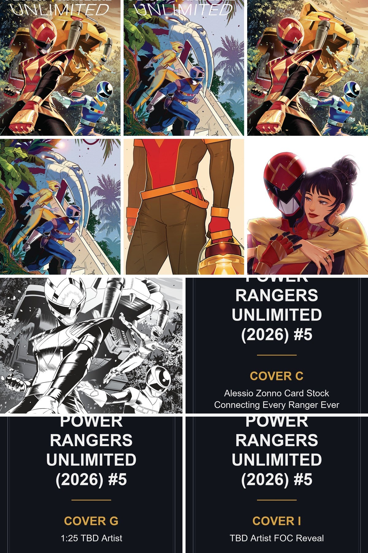 Power Rangers Unlimited (2026) #5 cover collage - Covers C, G & I art coming soon