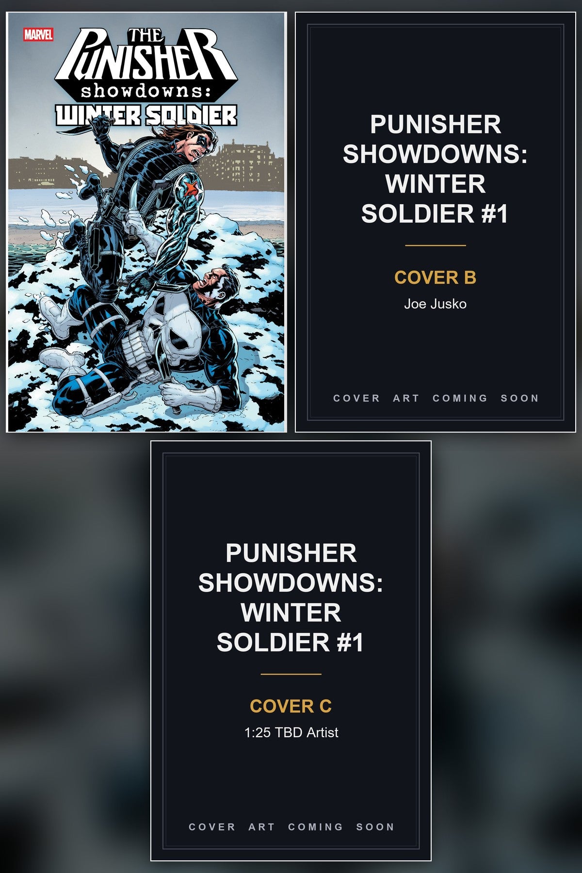 Punisher Showdowns: Winter Soldier #1 cover collage - Covers B & C art coming soon
