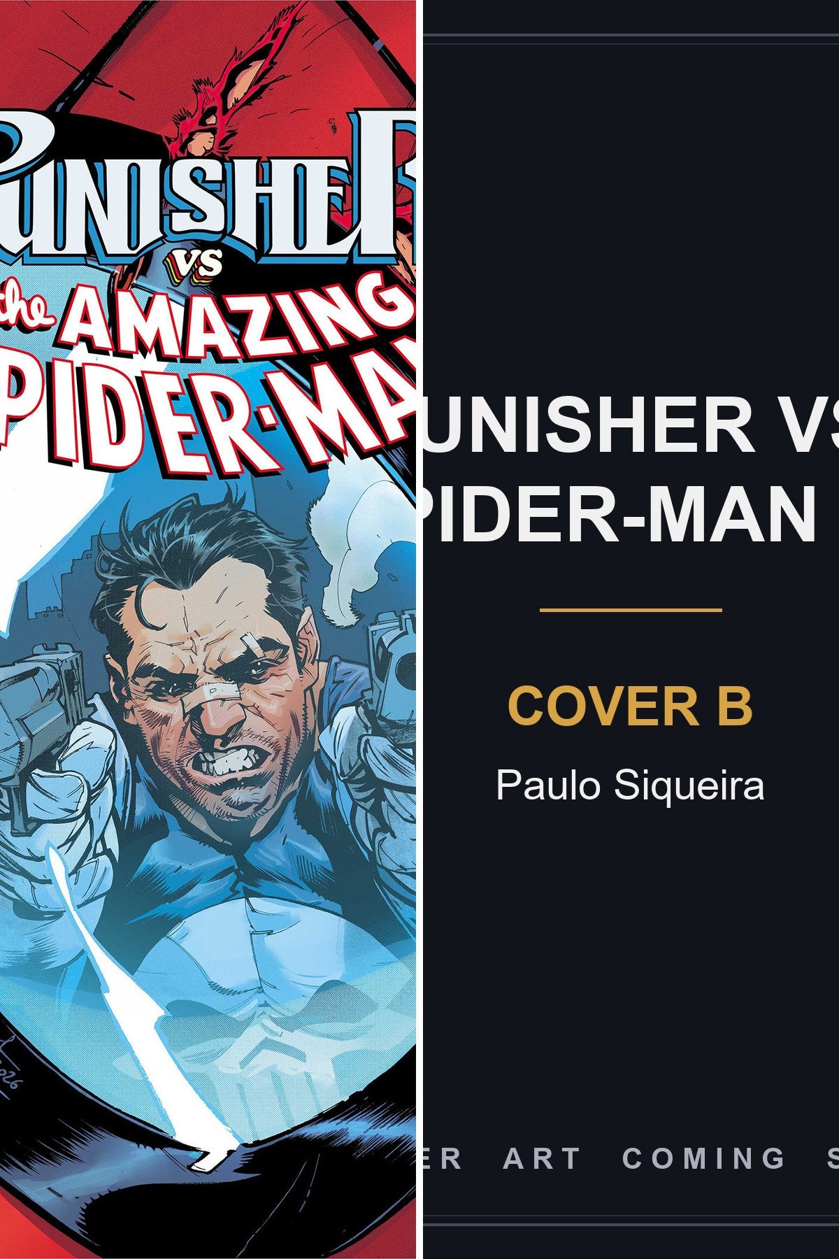 Punisher vs. Spider-Man #5 cover collage — Cover B art coming soon