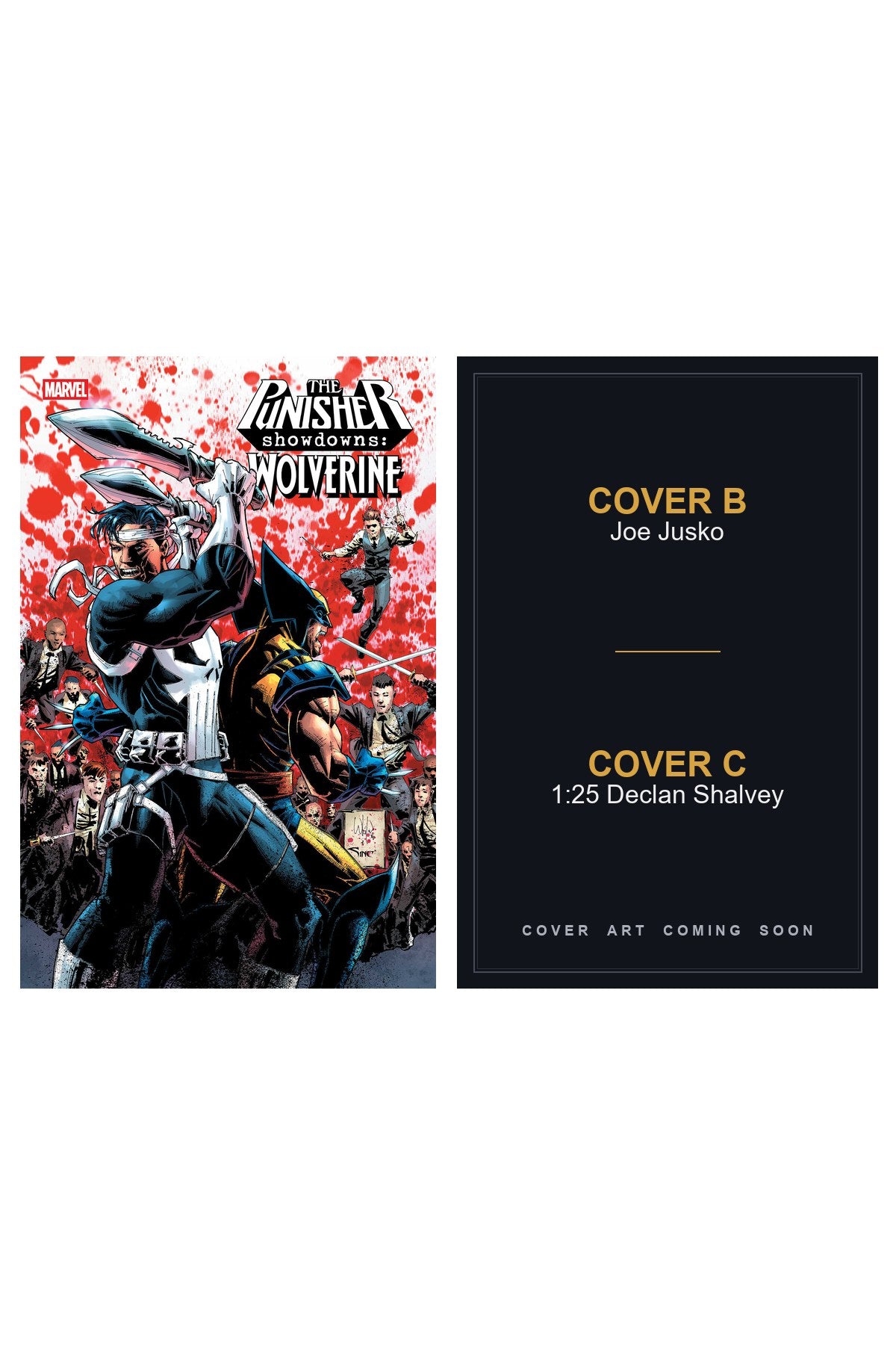 Punisher Showdowns: Wolverine #1 cover collage — Covers B & C art coming soon