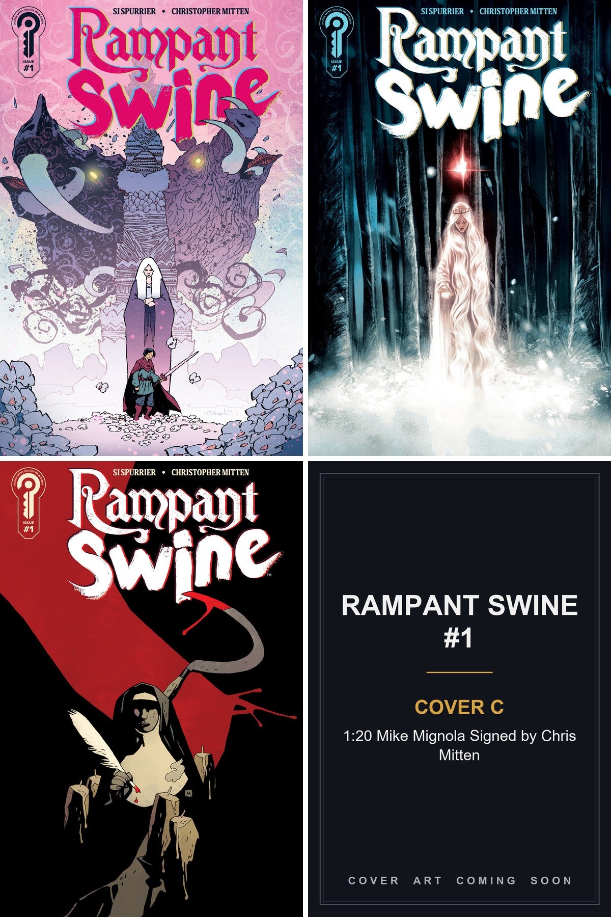 Rampant Swine #1 cover collage — Cover C art coming soon