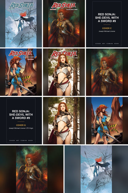 Red Sonja: She-Devil With A Sword #9 cover collage - Covers C & G art coming soon