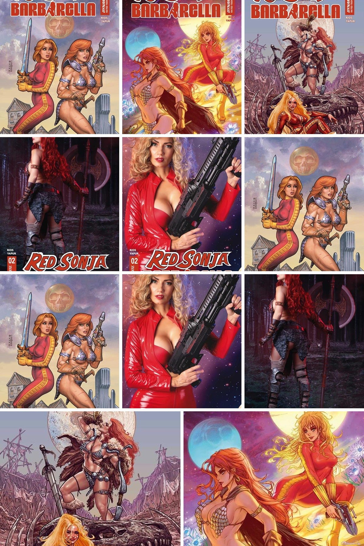 Red Sonja / Barbarella #2 cover collage
