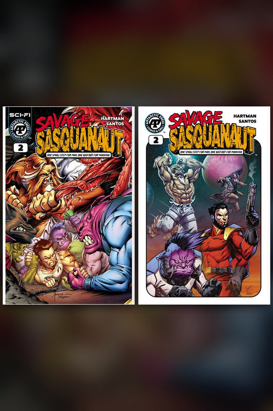 Savage Sasquanaut #2 cover collage