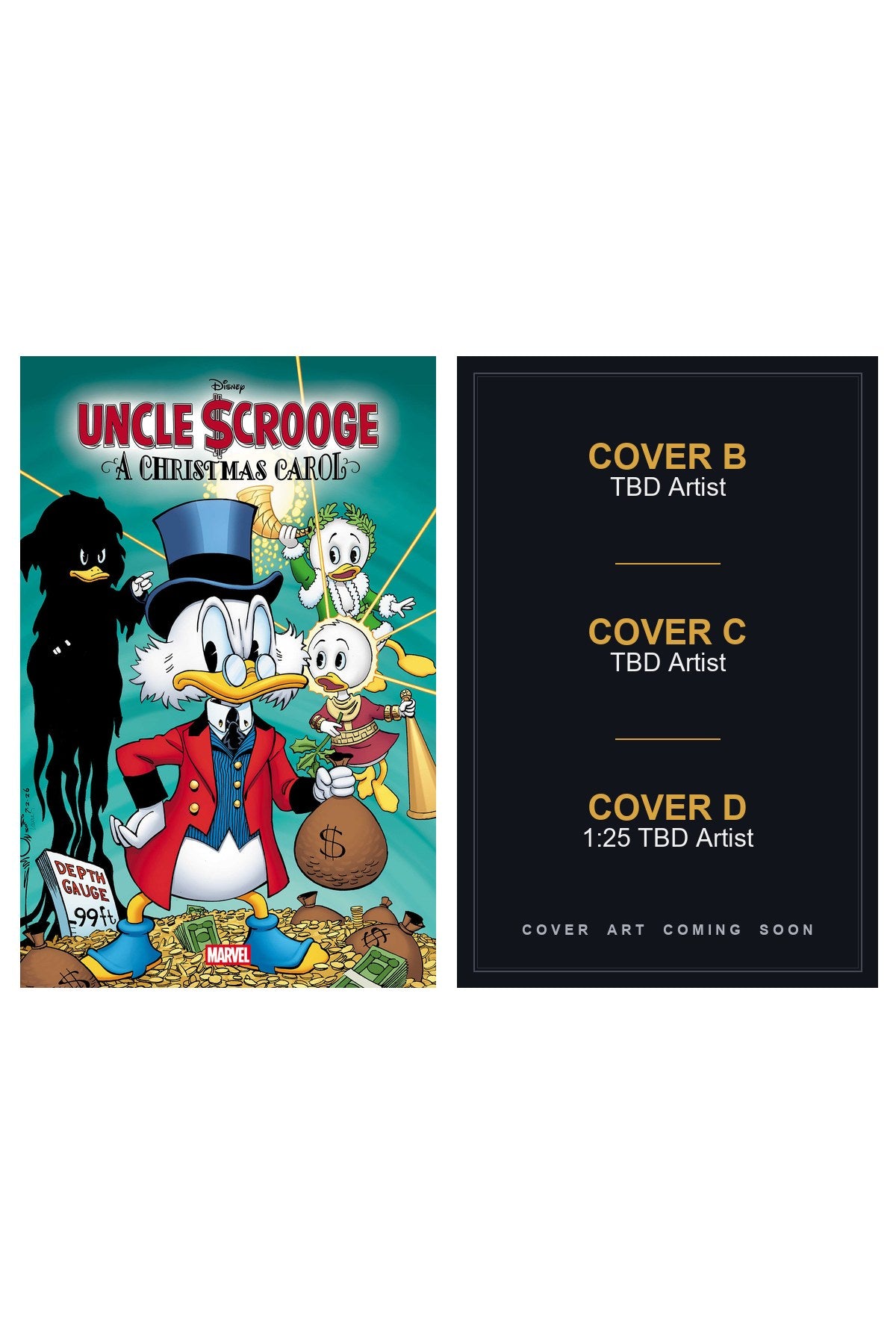 Uncle Scrooge: A Christmas Carol #1 cover collage — Covers B, C & D art coming soon