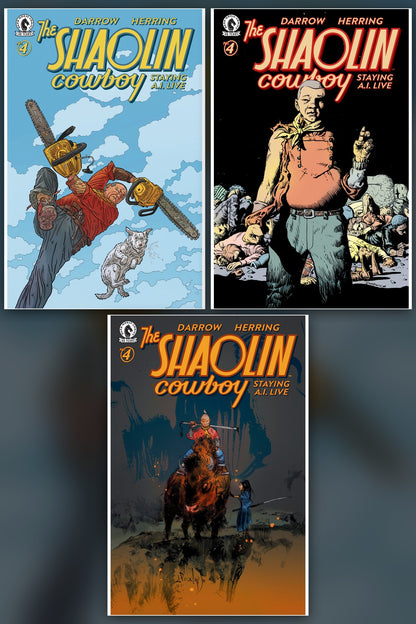 Shaolin Cowboy: Staying A.I.Live #4 cover collage