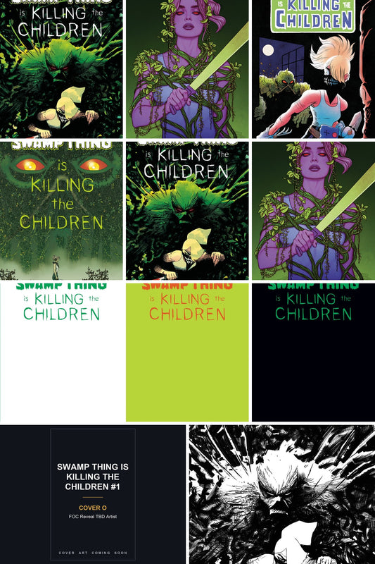 Swamp Thing is Killing the Children #1 cover collage - Cover O art coming soon