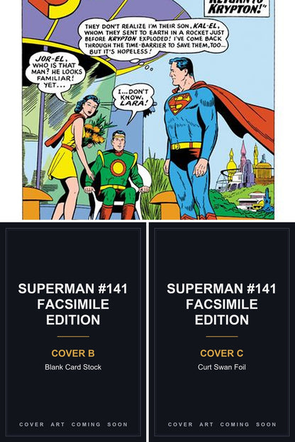 Superman #141 Facsimile Edition cover collage — Covers B & C art coming soon