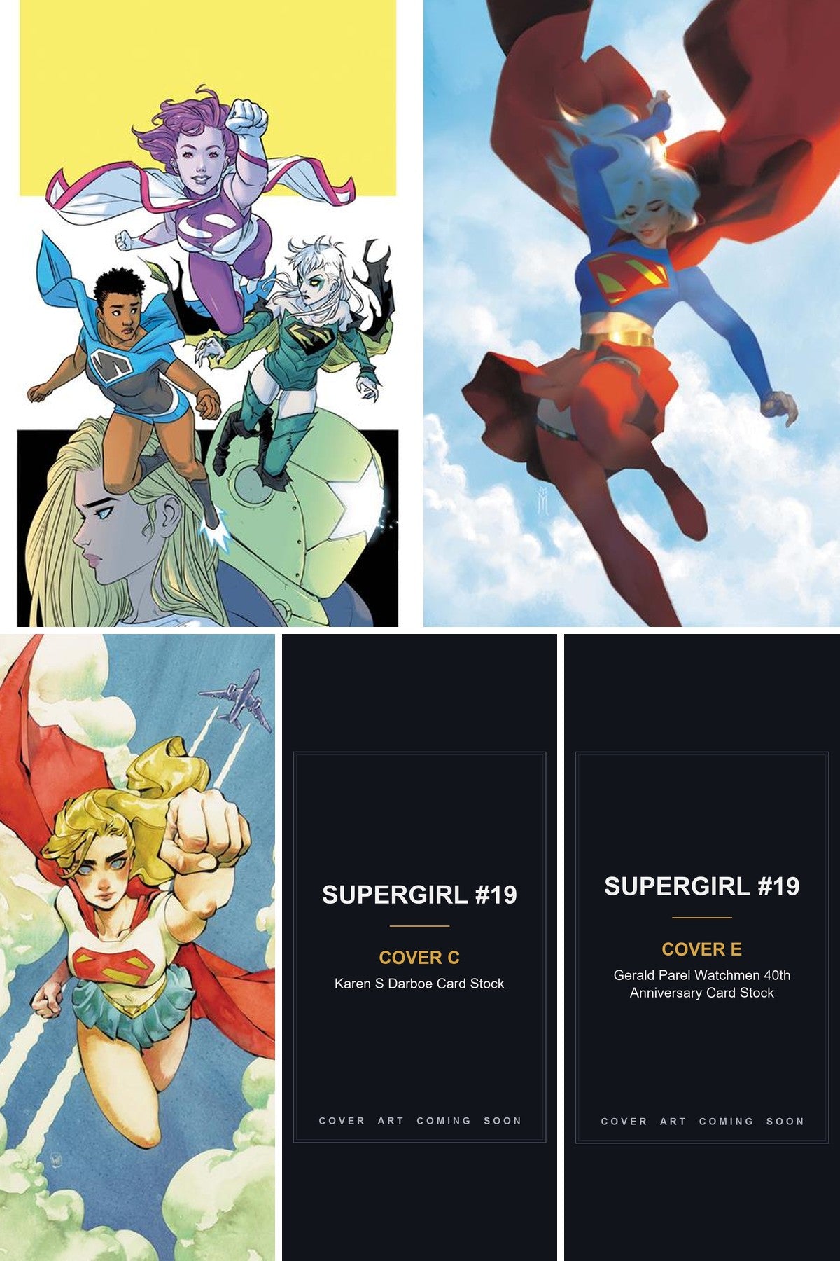 Supergirl #19 cover collage - Covers C & E art coming soon