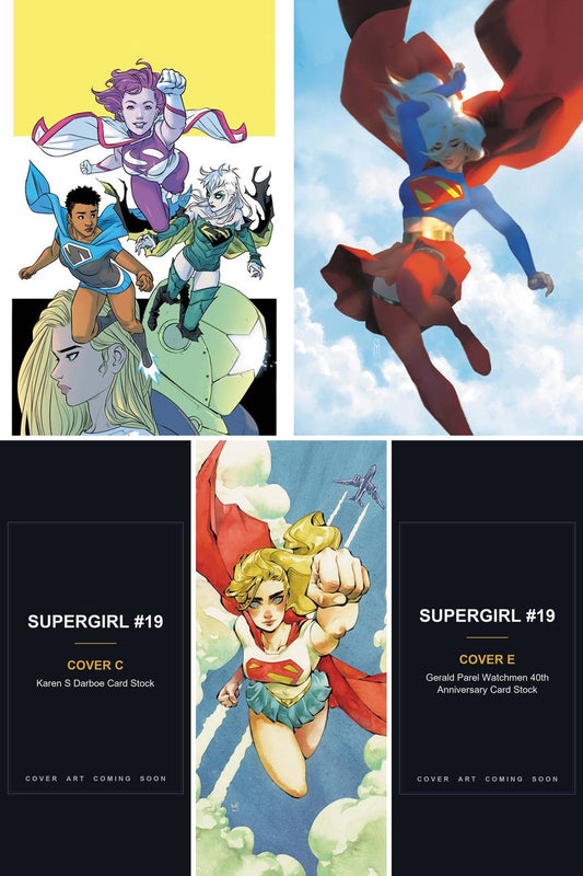Supergirl #19 cover collage - Covers C & E art coming soon