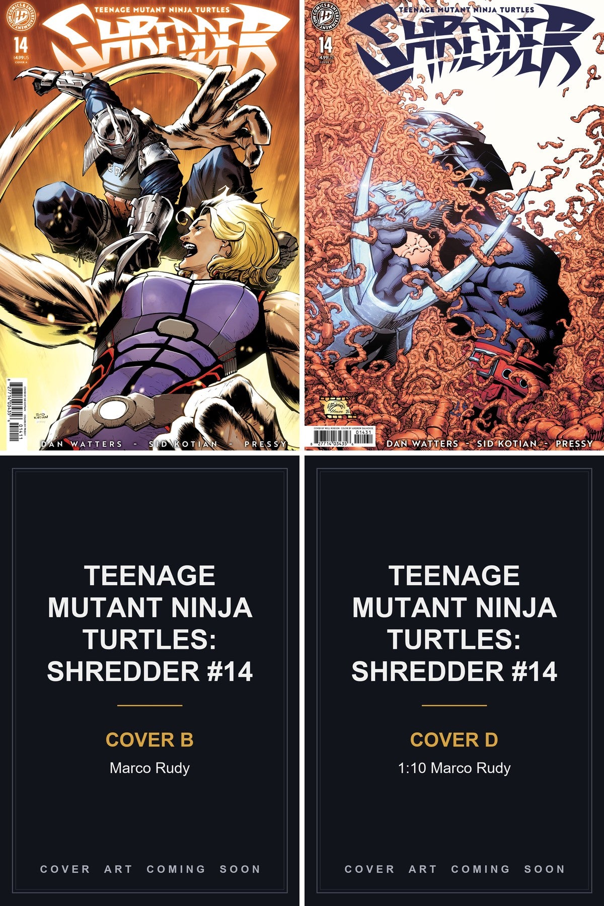 Teenage Mutant Ninja Turtles: Shredder #14 cover collage - Covers B & D art coming soon