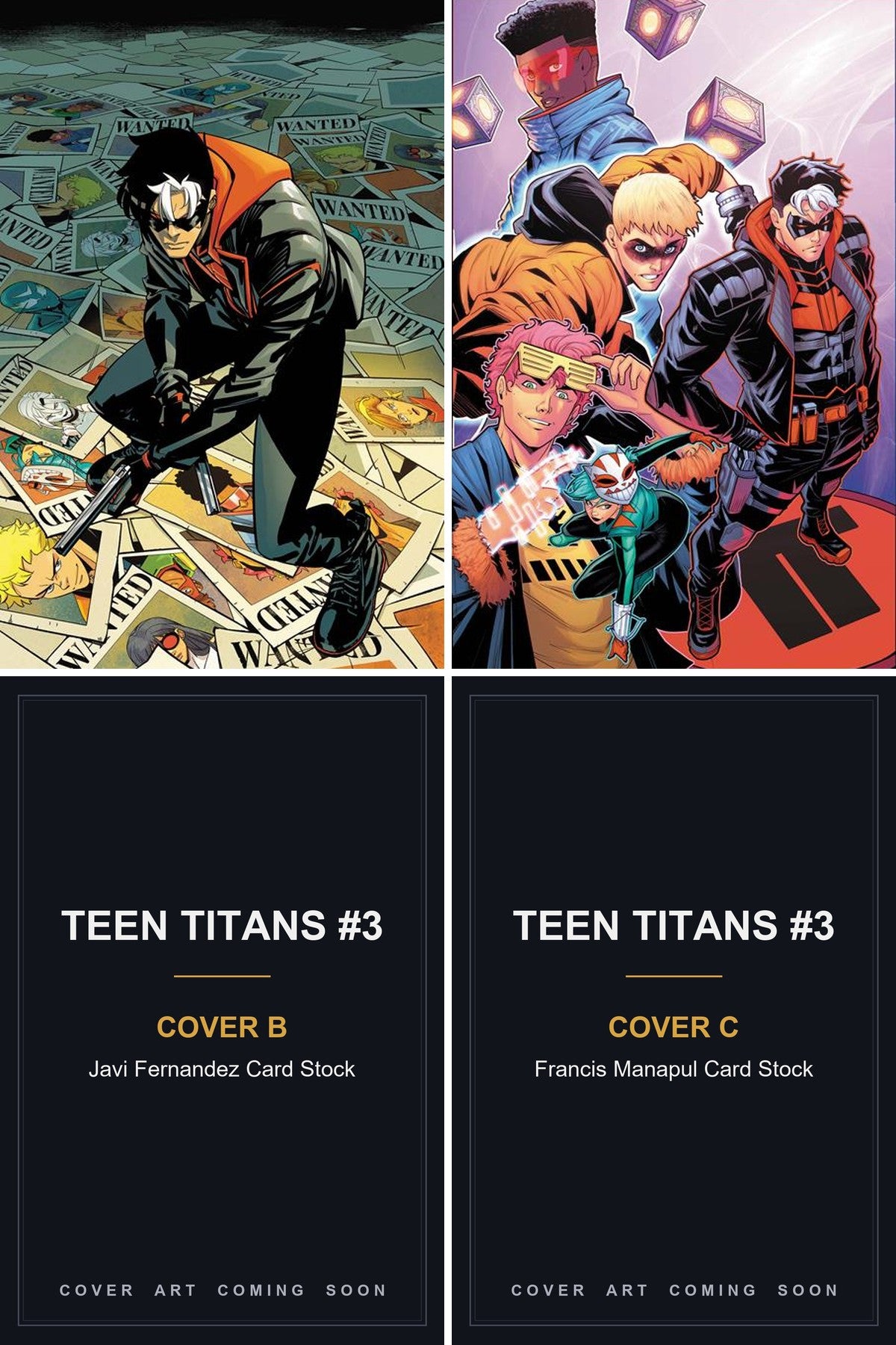 Teen Titans #3 cover collage - Covers B & C art coming soon