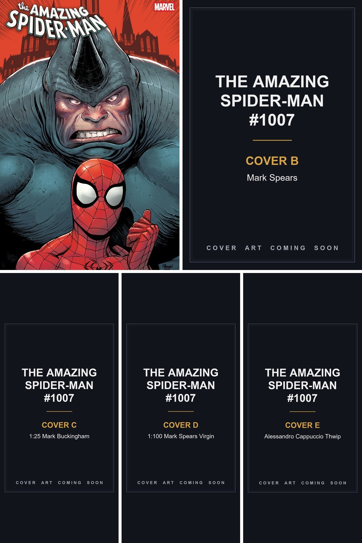 The Amazing Spider-Man #1007 cover collage - Covers B, C, D & E art coming soon