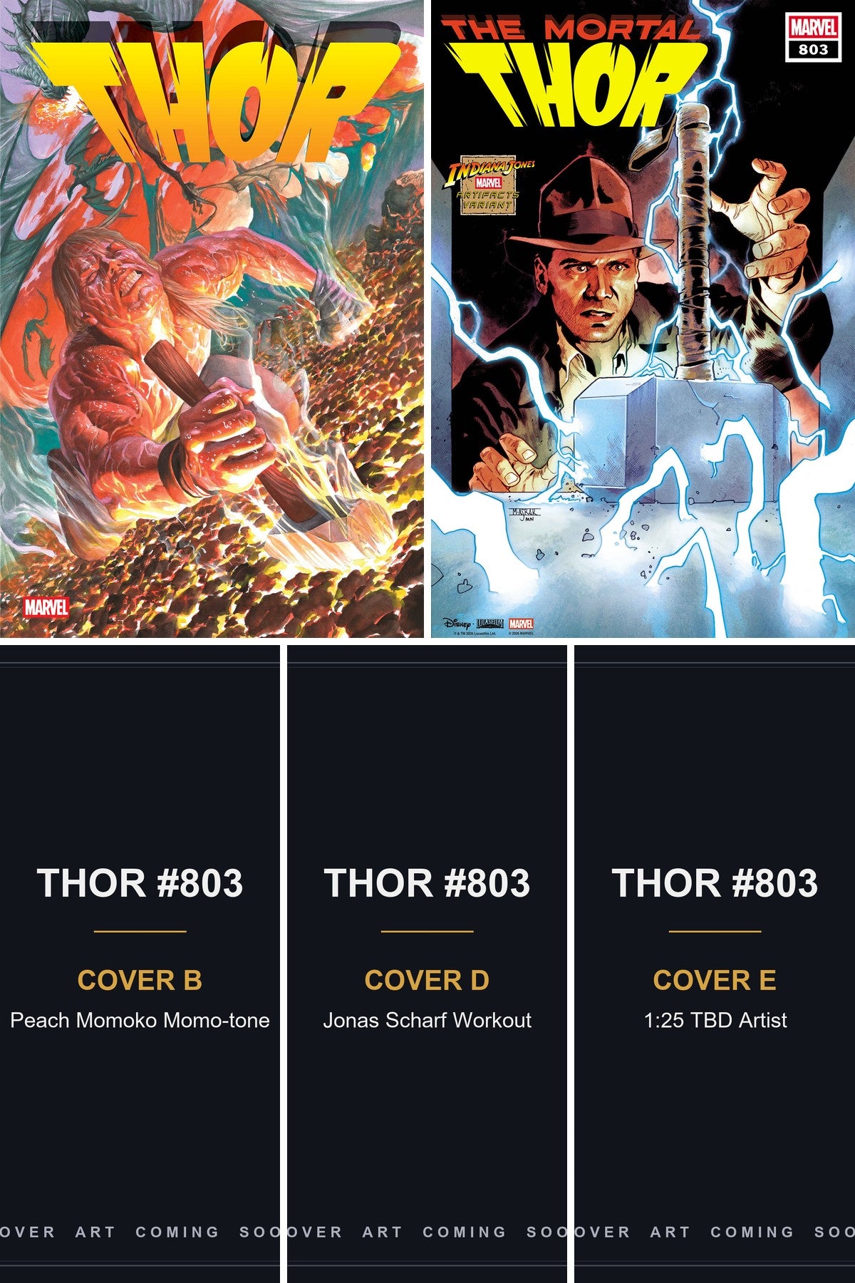 Thor #803 cover collage — Covers B, D & E art coming soon