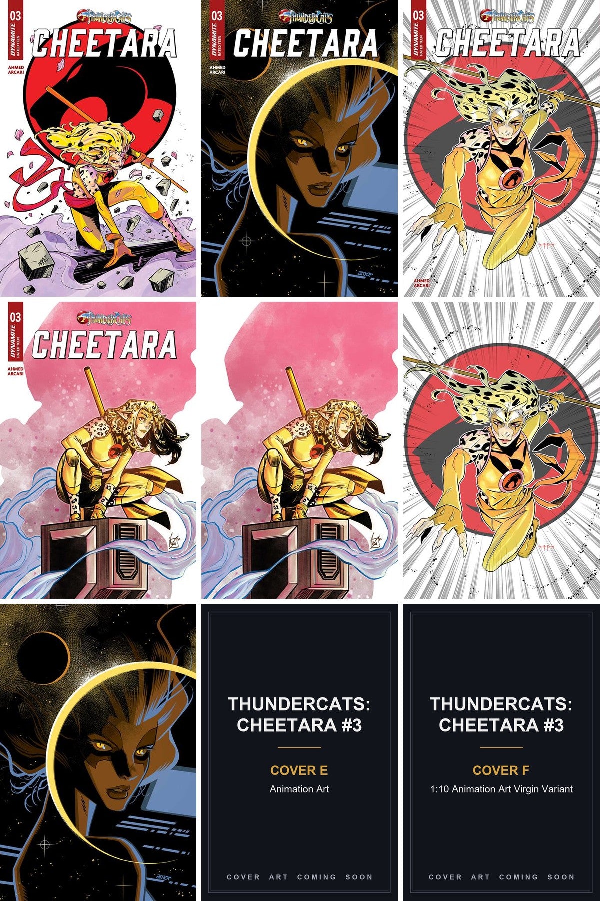 Thundercats: Cheetara #3 cover collage - Covers E & F art coming soon