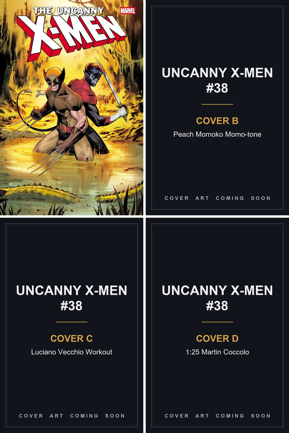 Uncanny X-Men #38 cover collage — Covers B, C & D art coming soon