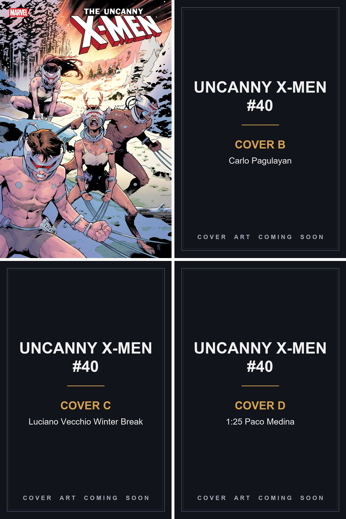 Uncanny X-Men #40 cover collage - Covers B, C & D art coming soon